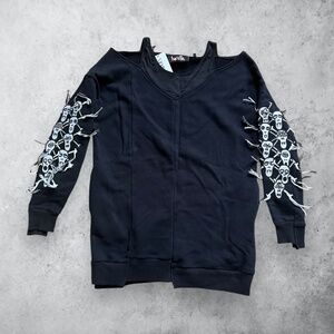 Haculla Fringe Skull Sleeve Tank/Sweatshirt Designer Streetware Small NWT